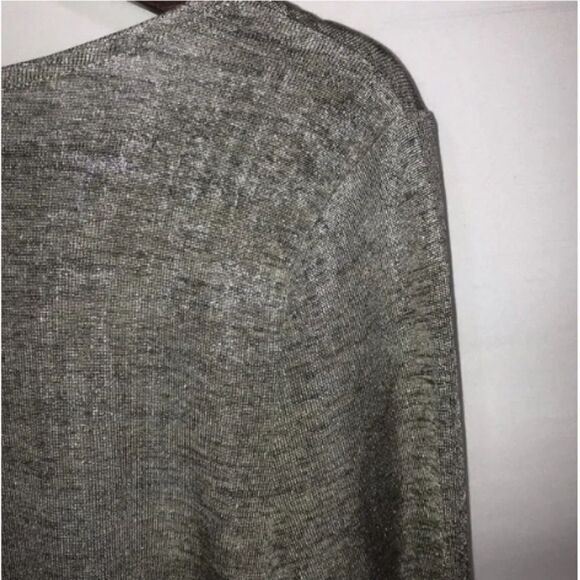 Women's Trouve Metallic Silver Gold Long Sleeve Wrap Top - Picture 11 of 11